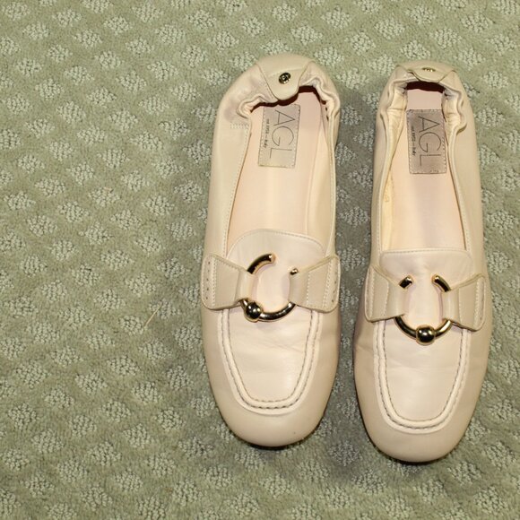 AGL Sheryl Women's 9 / 39.5 Pale Pink Soft Leather Round Toe Moccasin Flats - Picture 2 of 6